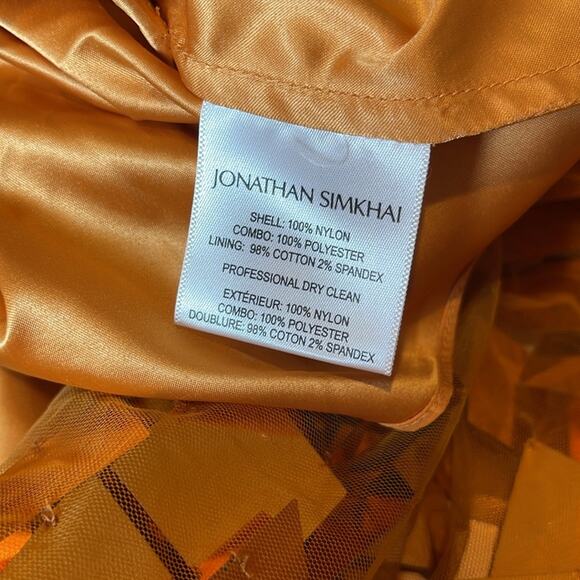 Jonathan Simkhai Indra Sequin Embellished Asymmetric Orange Maxi Dress Sz 2 - Picture 10 of 10
